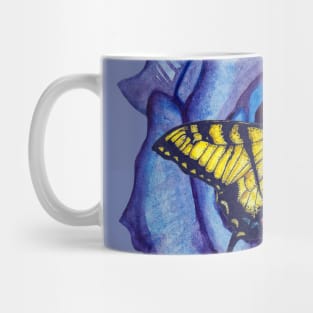 Watercolor blue rose and butterfly Mug